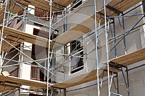 Scaffolding on a new apartment complex