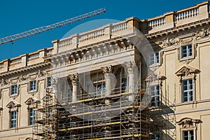 Scaffolding on the new facade of the Berliner Stadtschloss Cit
