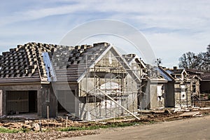 Scaffolding On New Home Being Constructed