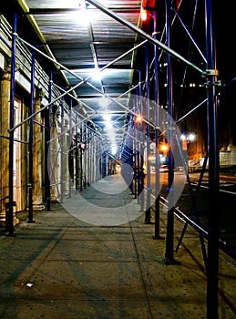 Scaffolding at night photo