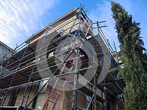 Scaffolding for old building