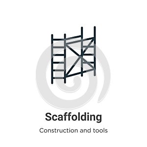 Scaffolding outline vector icon. Thin line black scaffolding icon, flat vector simple element illustration from editable