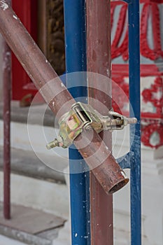 Scaffolding pipe clamp and parts.