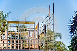 Scaffolding on a residential development construction site