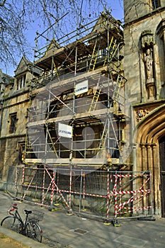 Scaffolding for restoration of an old building photo