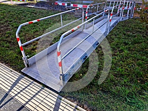 scaffolding surrounds the bridge, serving as a temporary footbridged by