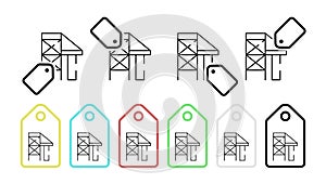 Scaffolding vector icon in tag set illustration for ui and ux, website or mobile application