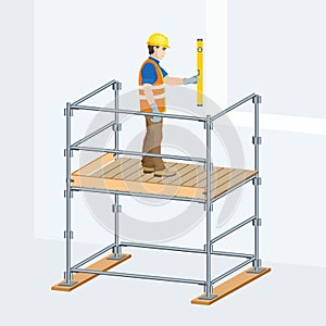 Scaffolding with a worker on them