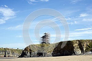 Scafolding around ballybunion castle