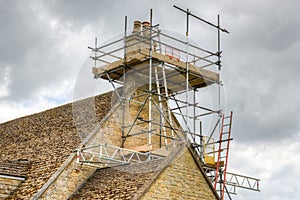Scafolding round a residential property