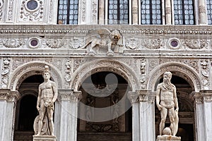 The Scala dei Giganti in courtyard of Doge`s palace, Venice.