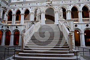 The Scala dei Giganti, flanked by Mars and Neptune.The Doge`s Palace, Venice, Italy