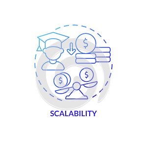 Scalability blue gradient concept icon