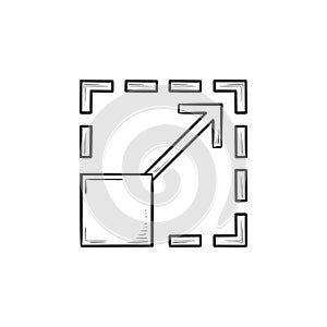 Scalability hand drawn outline doodle icon.