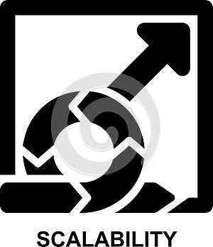 scalability, scalable, scaling, agile, scale up, expand solid glyph icon