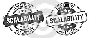 Scalability stamp. scalability label. round grunge sign