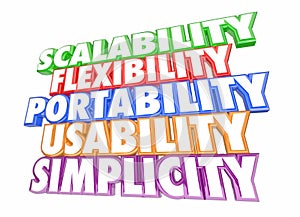 Scalability Usability Flexibility Simplicity Words