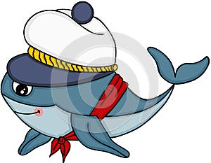 Cute whale with sailor hat