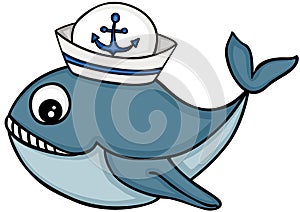 Cute whale with sailor hat