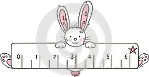 Cute white bunny with ruler photo