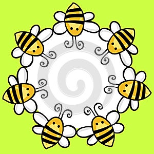 Flying bees round frame