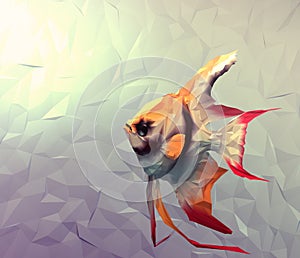 Scalar fish in water 3d render flat surface illustration photo