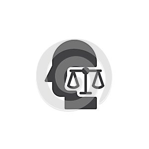 Scale balance in human head vector icon