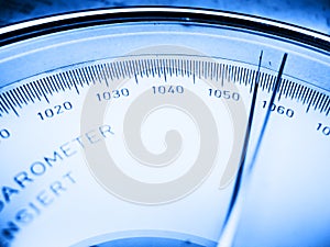 Scale of a barometer blue toned