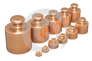 Scale Calibration Weights from brass, 3D rendering