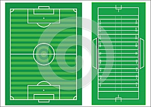 Scale diagram of soccer and american football