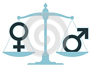 Scale in equilibrium with male and female icons