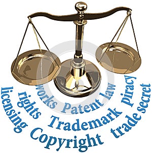 Scale IP rights legal justice concept