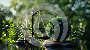 The Gavel and Globe Balance. AI generated