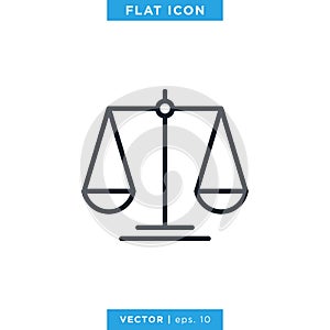 Scale of justice icon vector design template. Editable stroke.