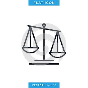 Scale of justice icon vector illustration design template. Editable stroke.