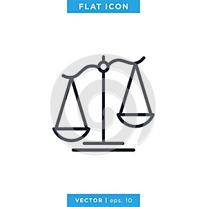 Scale of justice icon vector illustration design template. Editable stroke.