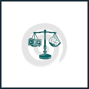 Scale of Justice Negative Space in brain simple icon