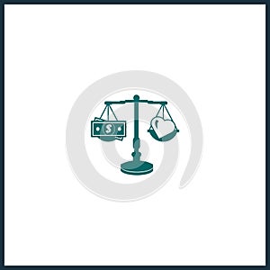 Scale of Justice Negative Space in brain simple icon