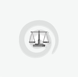 Scale of justice simple icon sticker isolated on gray background