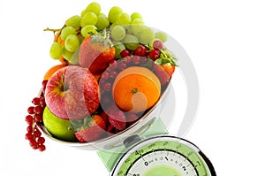 Scale for the kitchen with fruit