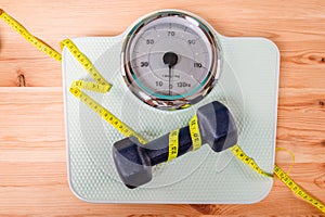 Scale for measuring weight after exercise in the gym
