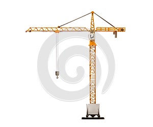 Scale model of tower crane isolated on white background