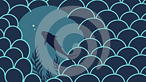 Scale Pattern with Silhouette Fish - Aquatic Design Element, vector design Generative AI