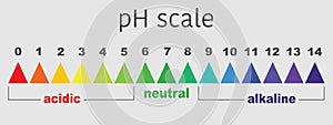 Scale of ph value for acid and alkaline solutions,