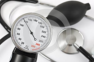 Scale of pressure and stethoscope