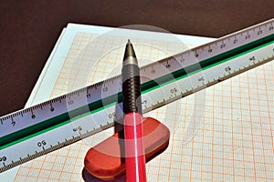 The scale ruler as an important utensil feeds the technical draughtsman