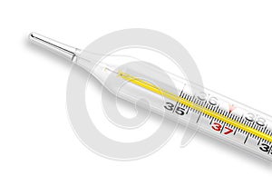 Scale of thermometer closeup