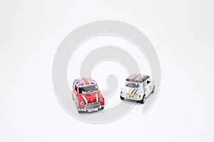 a scale of toy car of Mini Cooper