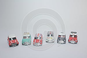 a scale of toy car of Mini Cooper