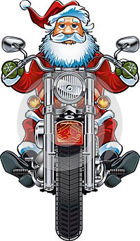 Santa claus driving chopper motorcycle